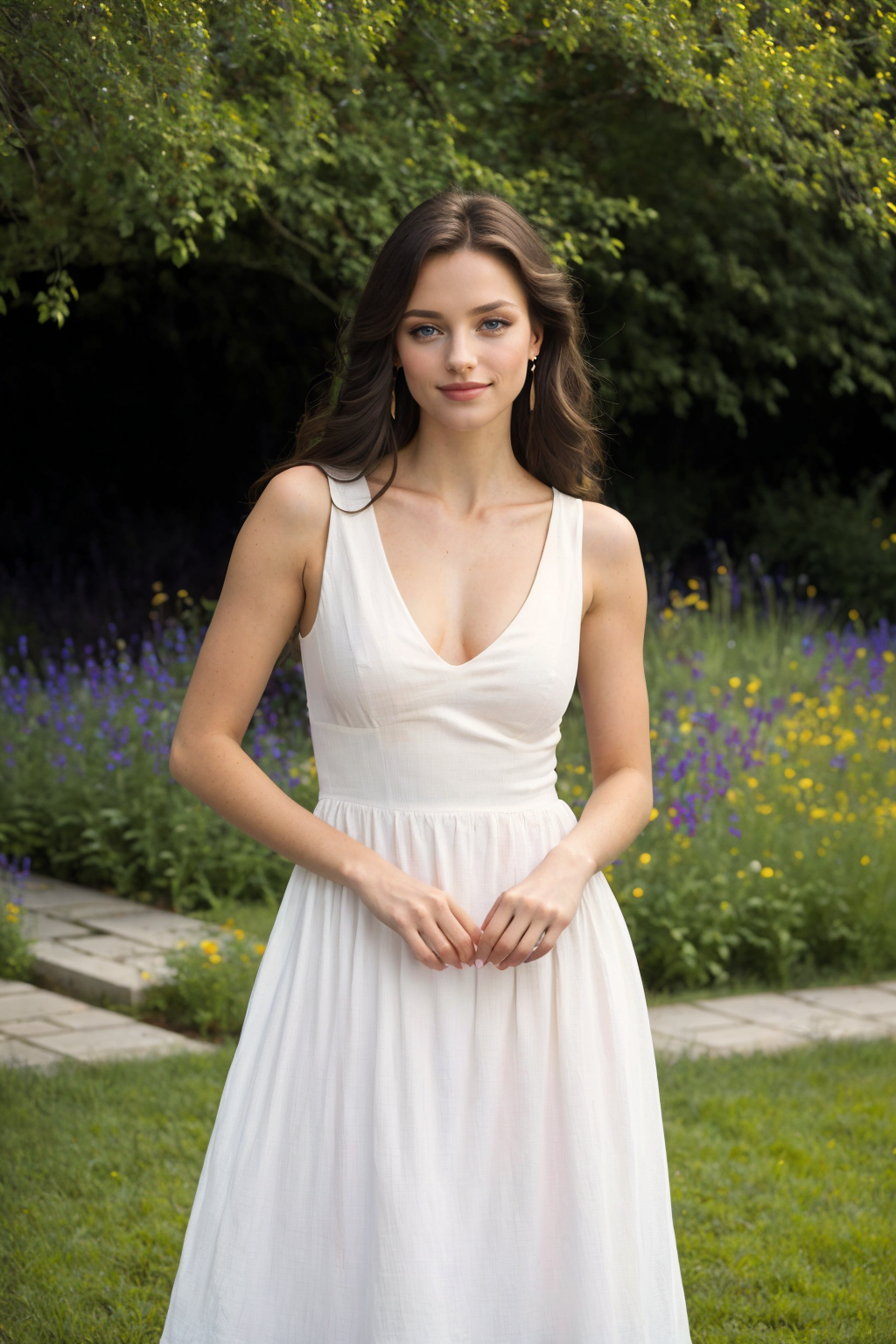 21687-2873667613-((Masterpiece, best quality, edgQuality)),smile,garden background_1girl, solo, looking at viewer, blue eyes, brown hair, dress,.png